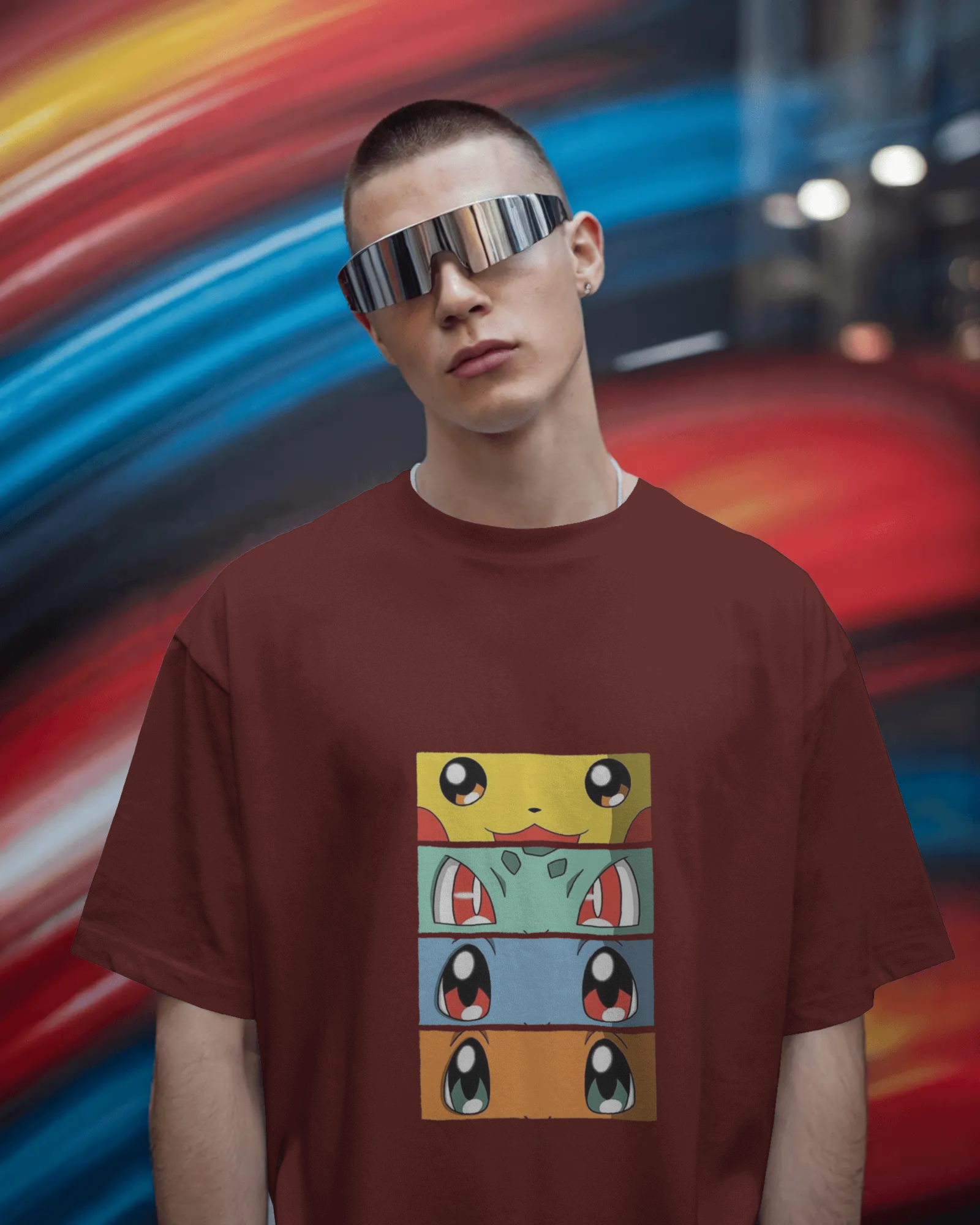 The Four Elements Pokémon Anime Men's Terry Oversized Tee | Teeyatra