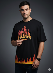 Fire Aura Streetwear Men's Oversized Tee | Teeyatra | Abstract