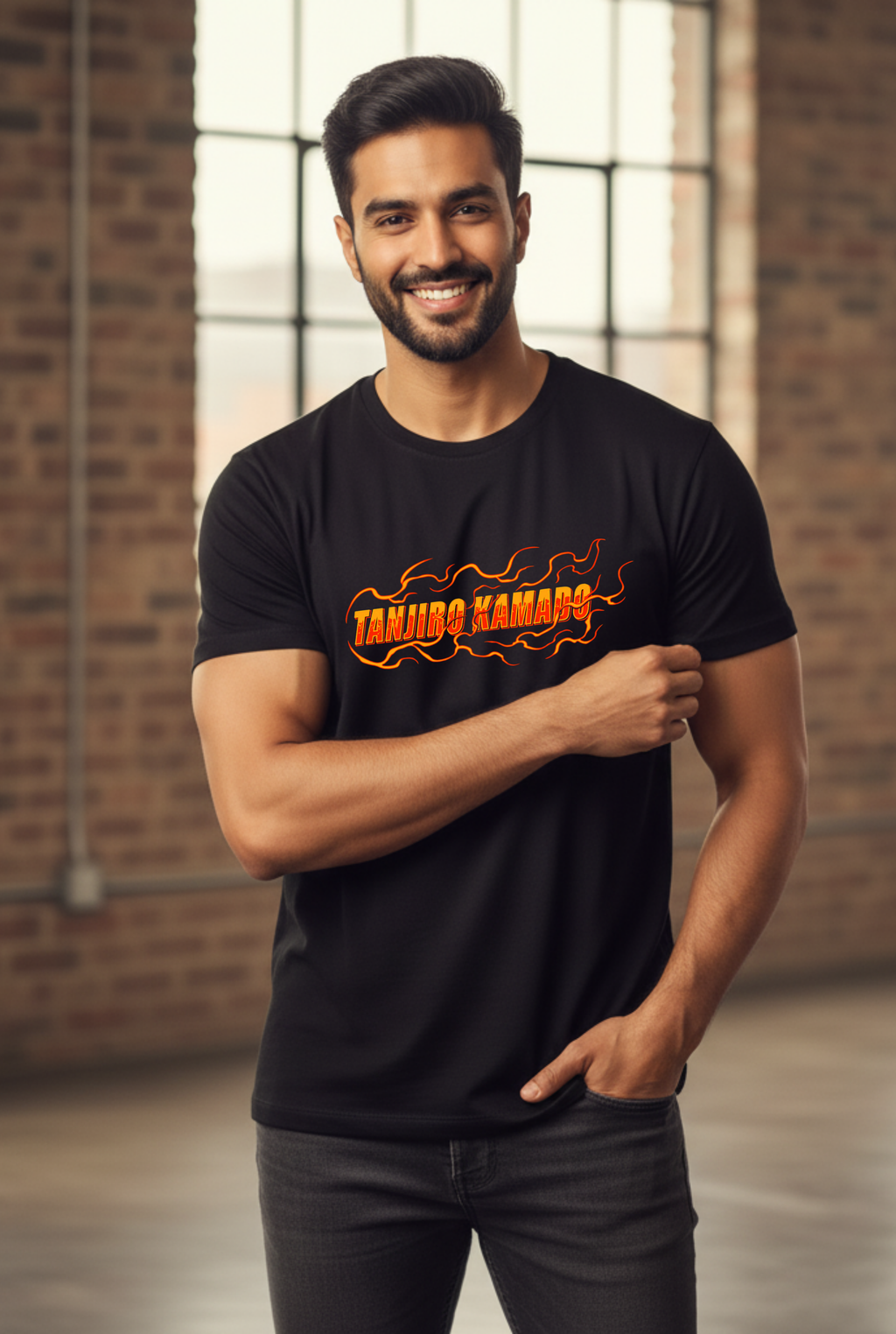 Tanjiro "Sun Breath" Fire Font T-Shirt – Premium Regular Fit Anime Tee