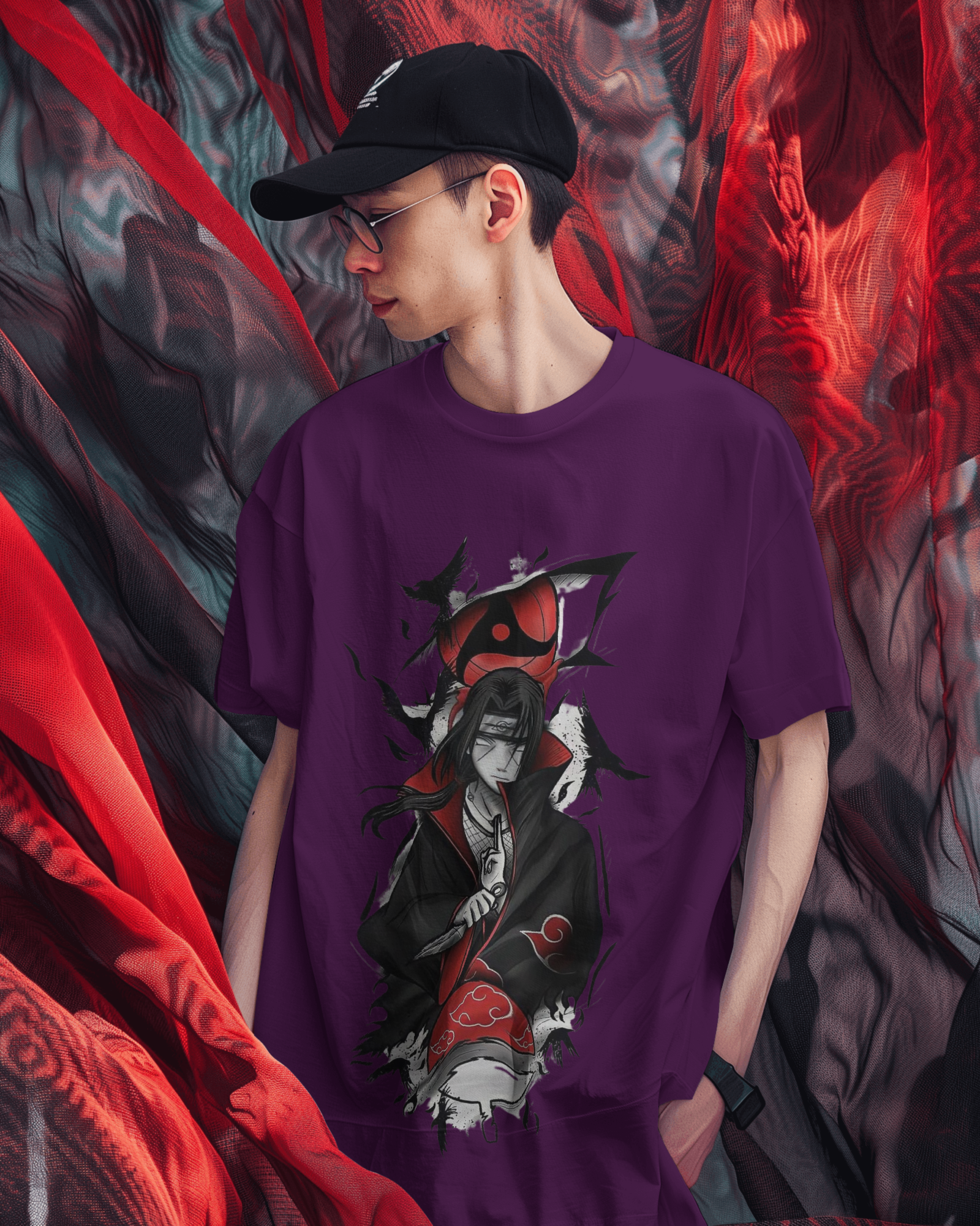 Akatsuki Itachi Uchiha Fan Unisex Oversized Classic T-shirt | Teeyatra | Anime