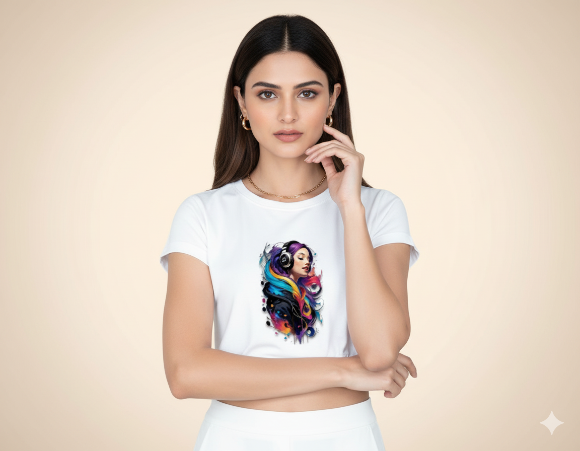Melody of the Cosmos Crop Top | Teeyatra | Abstract