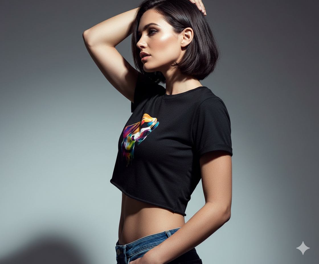 Shades & Paws Crop Top | Teeyatra | Abstract