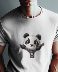 Unzip The Cuteness Panda Men's Classic Crew T-Shirt | Teeyatra | Cartoon