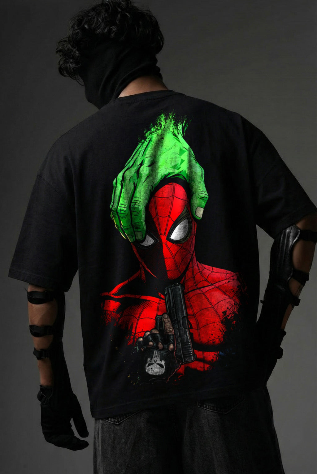 Teeyatra Spider-Hulk Rage Oversized T-Shirt | 240 GSM French Terry | Premium Streetwear
