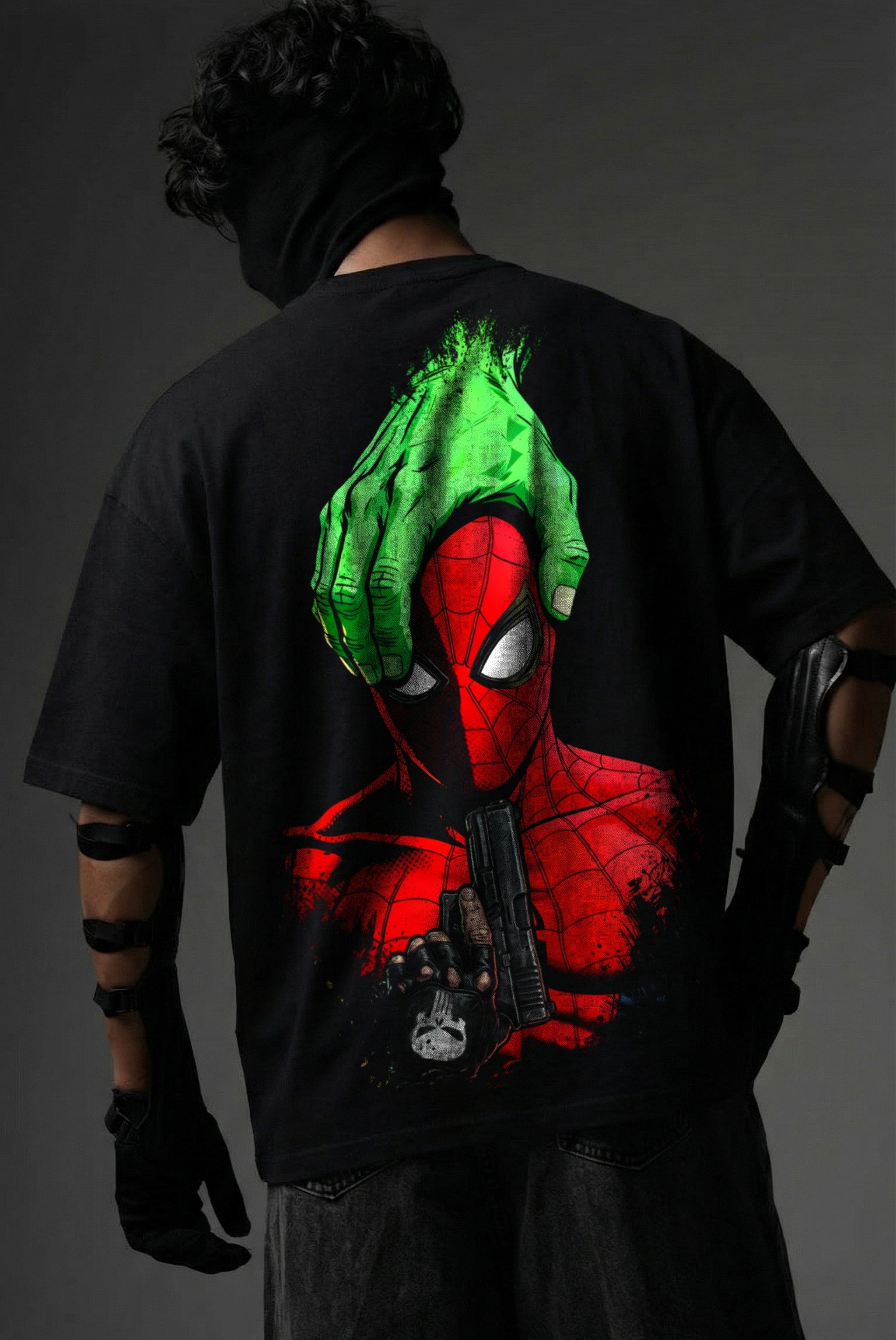 Teeyatra Spider-Hulk Rage Oversized T-Shirt | 240 GSM French Terry | Premium Streetwear