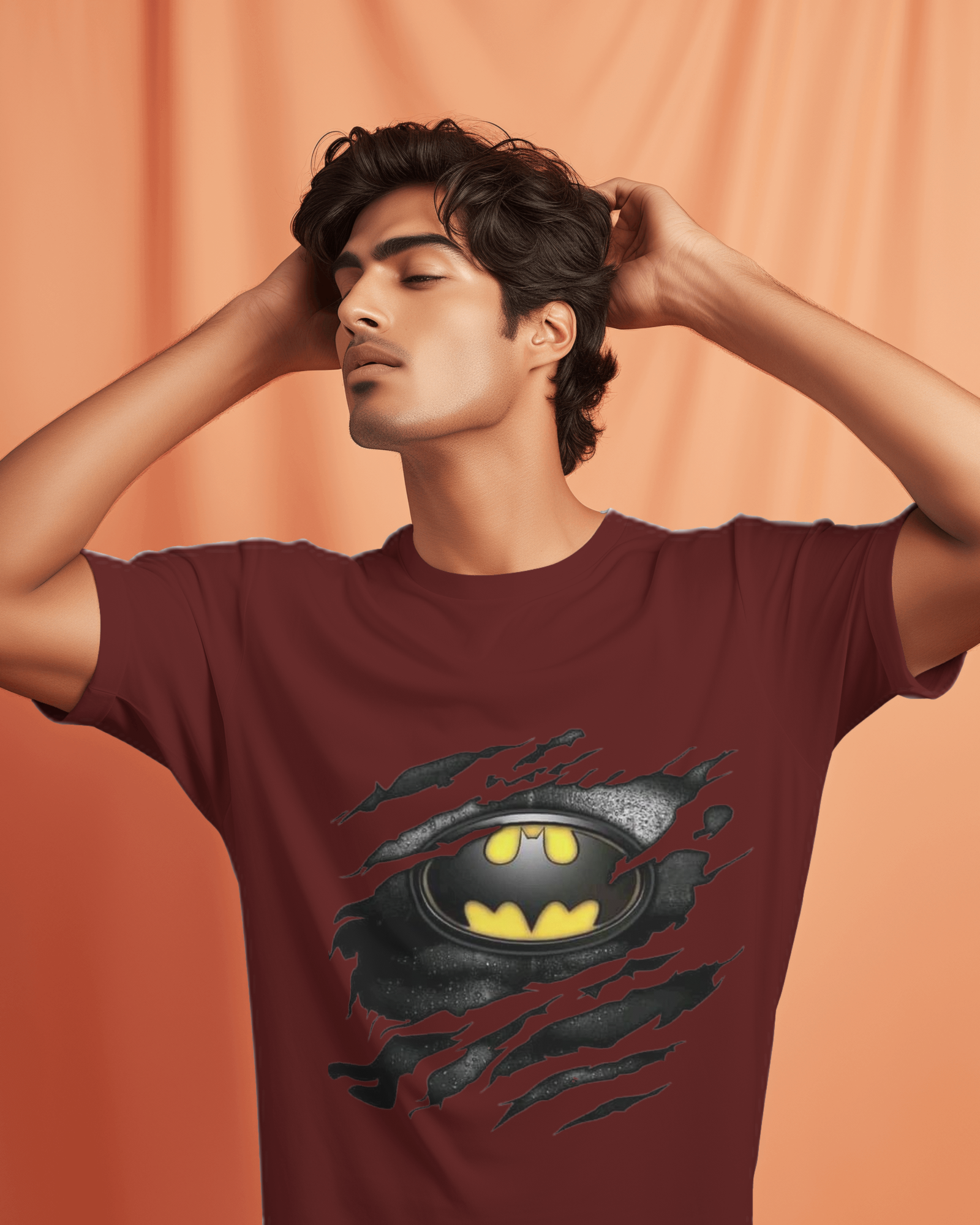DC Tear Effect Batman Logo Men's Classic Crew T-Shirt | Teeyatra