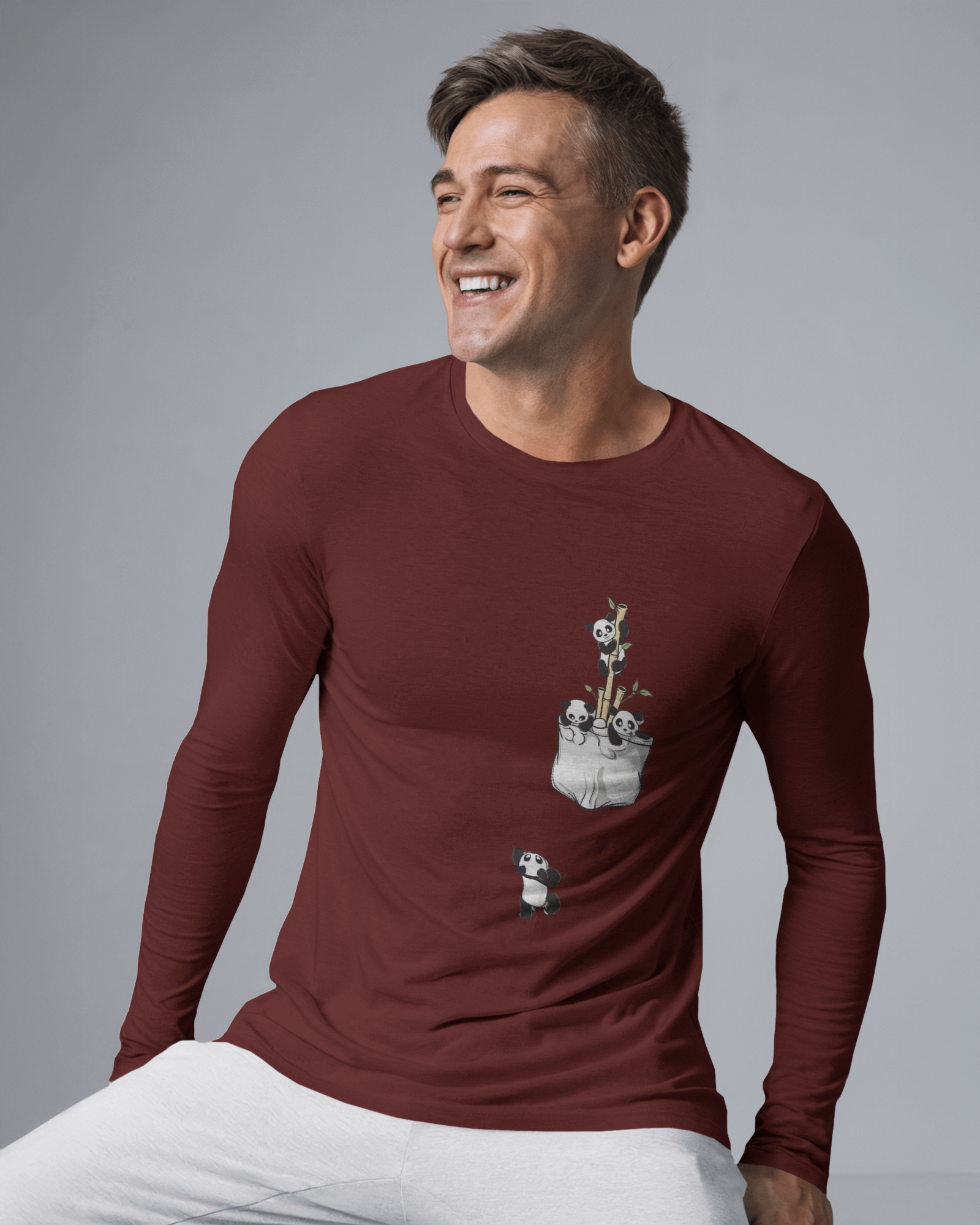 The Great Escape Cartoon Panda Men's Full Sleeve T-Shirt | Teeyatra