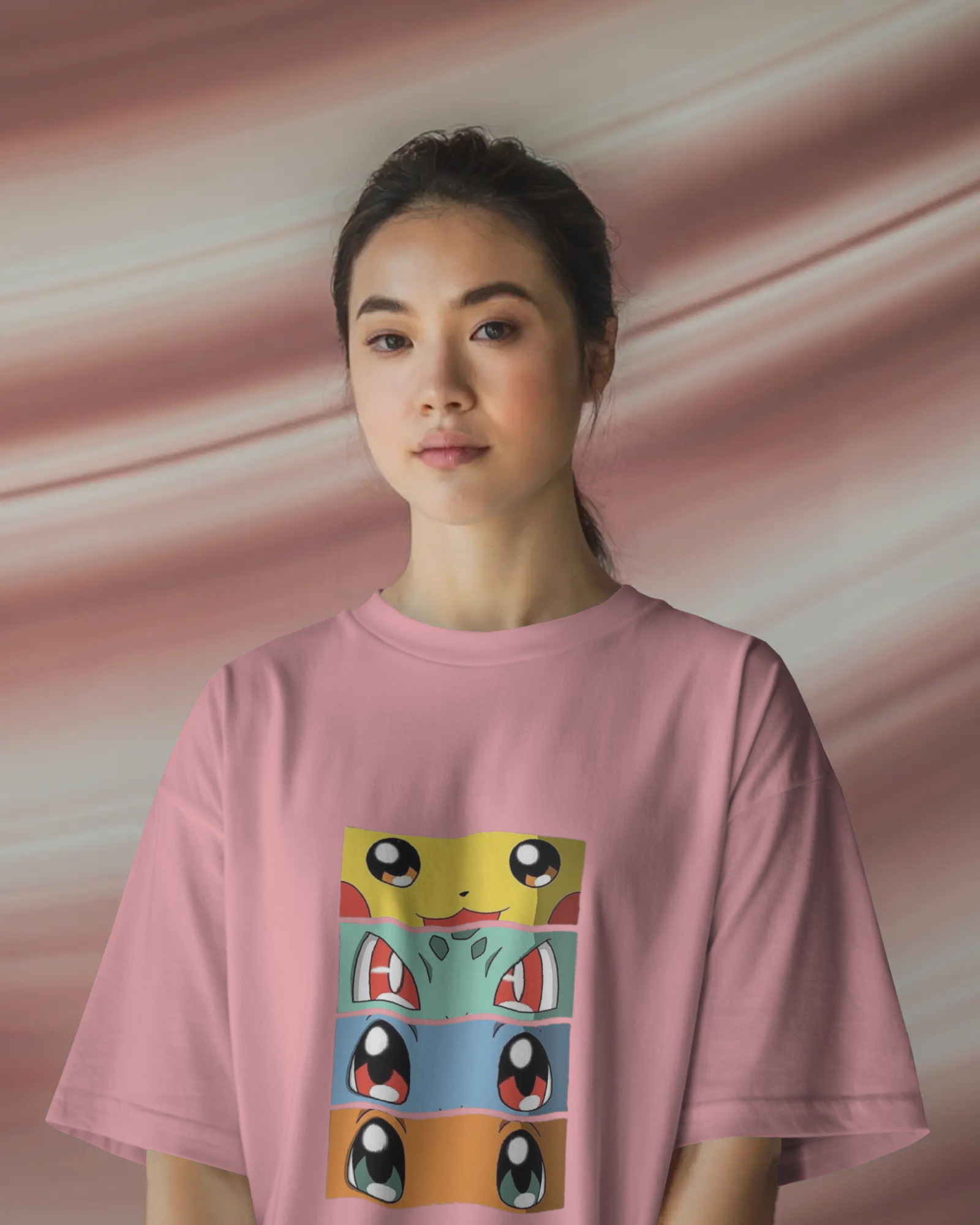 The Four Elements Pokémon Anime Ladies Terry Oversized Tee | Teeyatra
