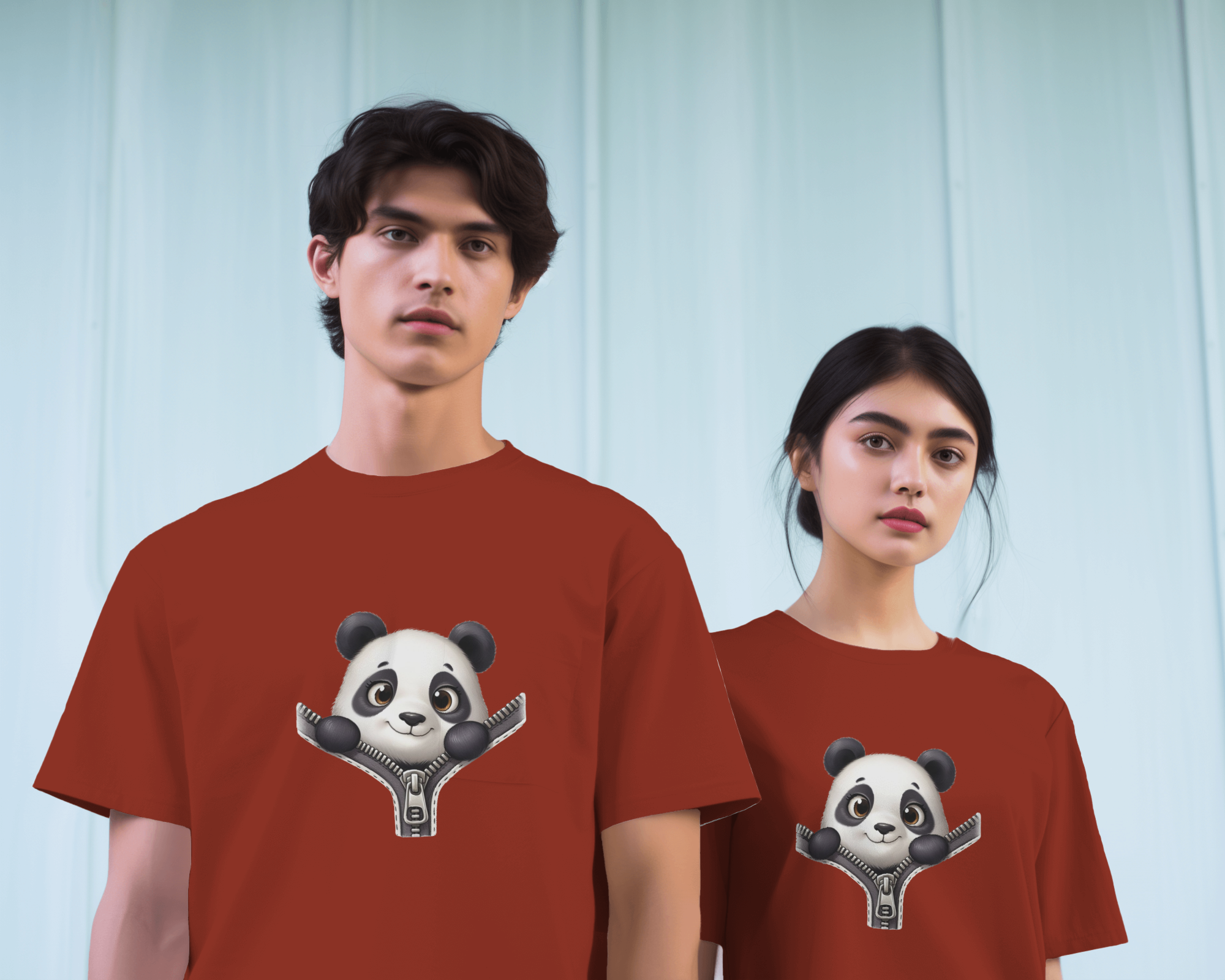 Unzip The Cuteness Panda Ladies Classic Crew T-Shirt | Teeyatra | Cartoon