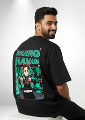 Demon Slayer Tanjiro Kamado Anime Men's Oversized T-Shirt | Teeyatra