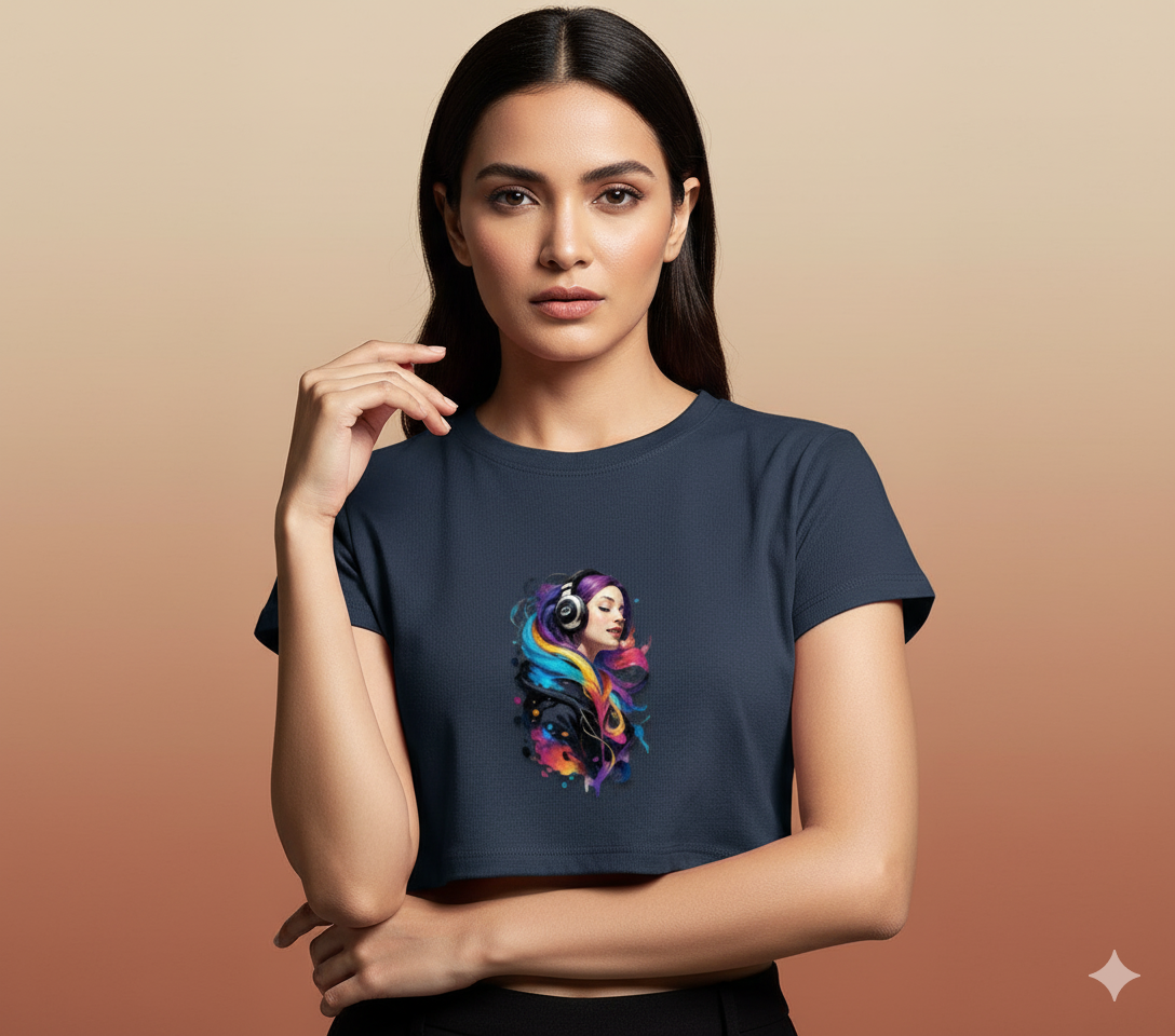 Melody of the Cosmos Crop Top | Teeyatra | Abstract