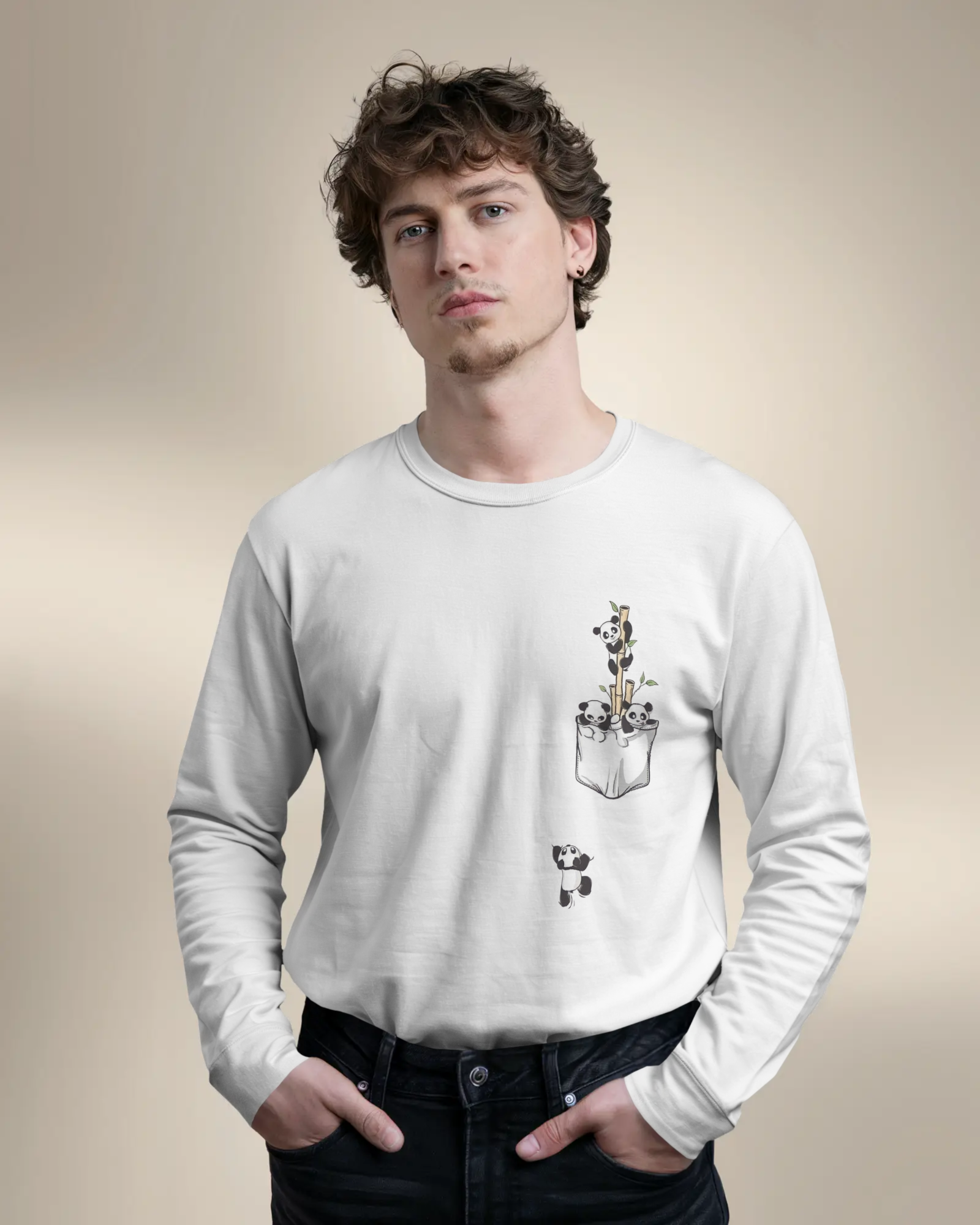 The Great Escape Cartoon Panda Men's Full Sleeve T-Shirt | Teeyatra