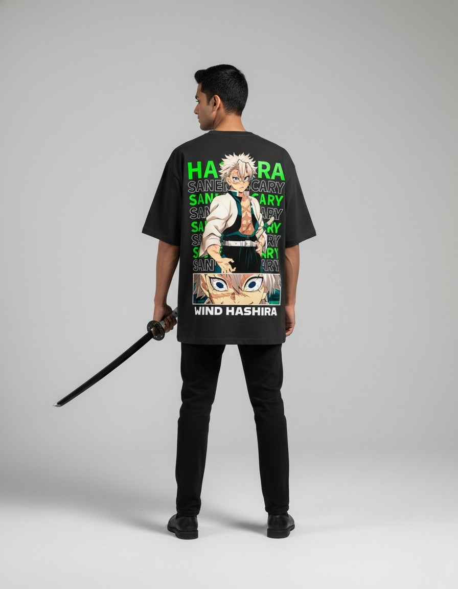 Demon Slayer Sanemi Shinazugawa Men's Oversized T-Shirt | Teeyatra | Anime