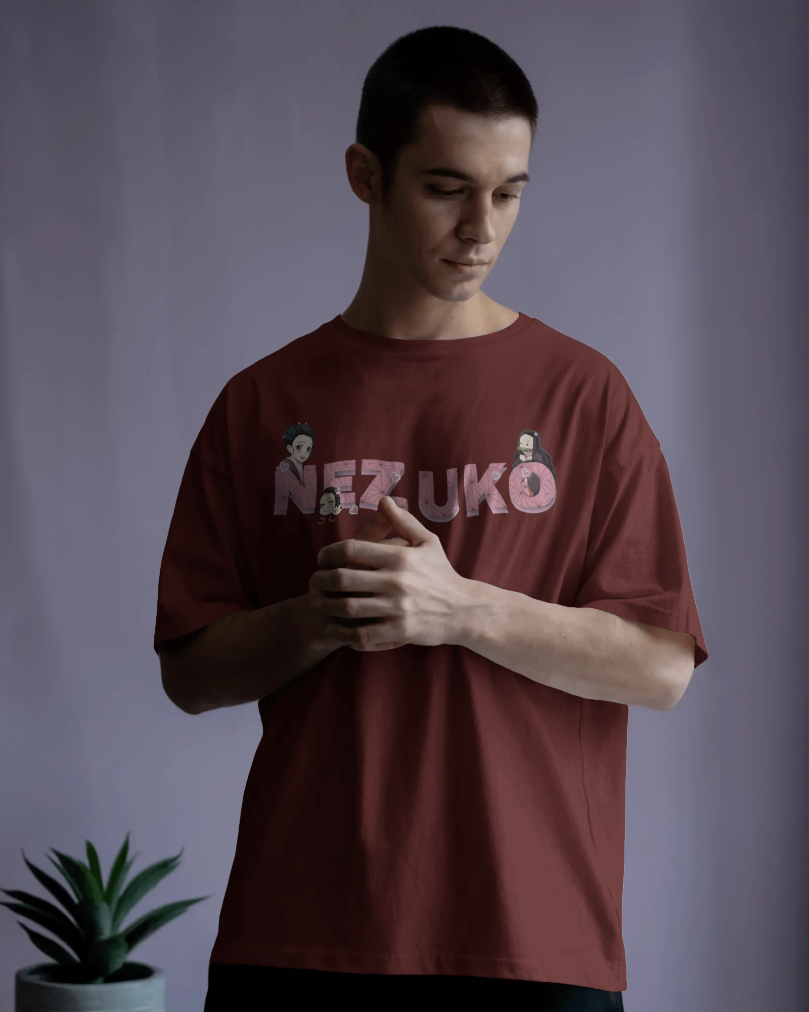 Nezuko Fire Graphic Men's Unisex Oversized Classic T-shirt | Demon Slayer | Anime | Teeyatra