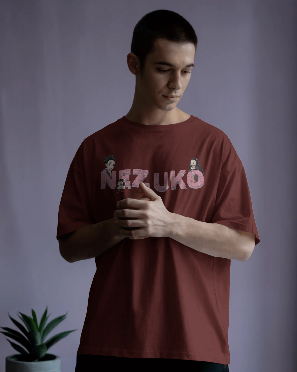 Nezuko Fire Graphic Men's Unisex Oversized Classic T-shirt | Demon Slayer | Anime | Teeyatra