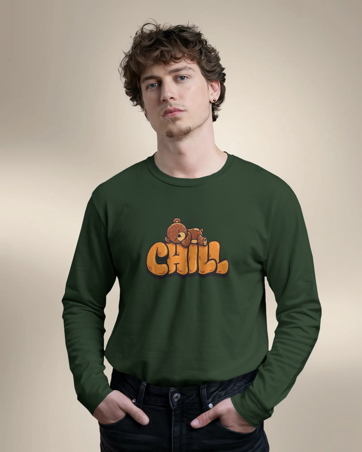 Chill Mode On Men's Full Sleeve T-Shirt | Teeyatra | Cartoon