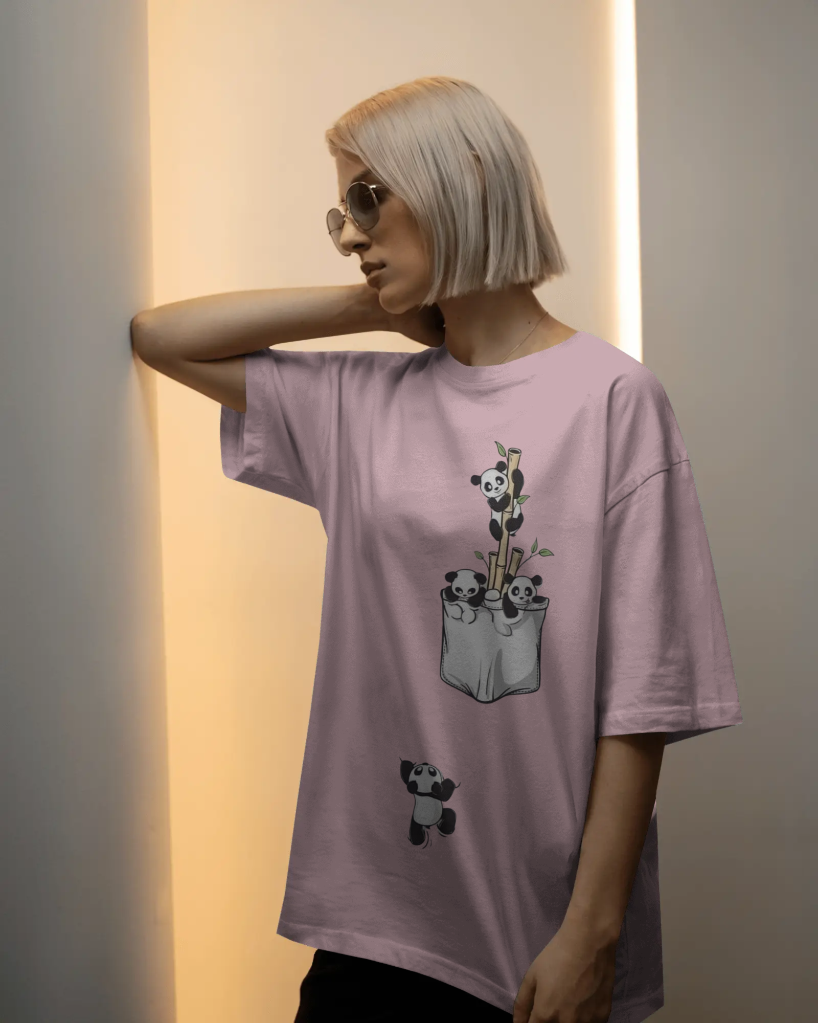The Great Escape Panda Ladies Oversized Classic T-shirt | Teeyatra | Cartoon