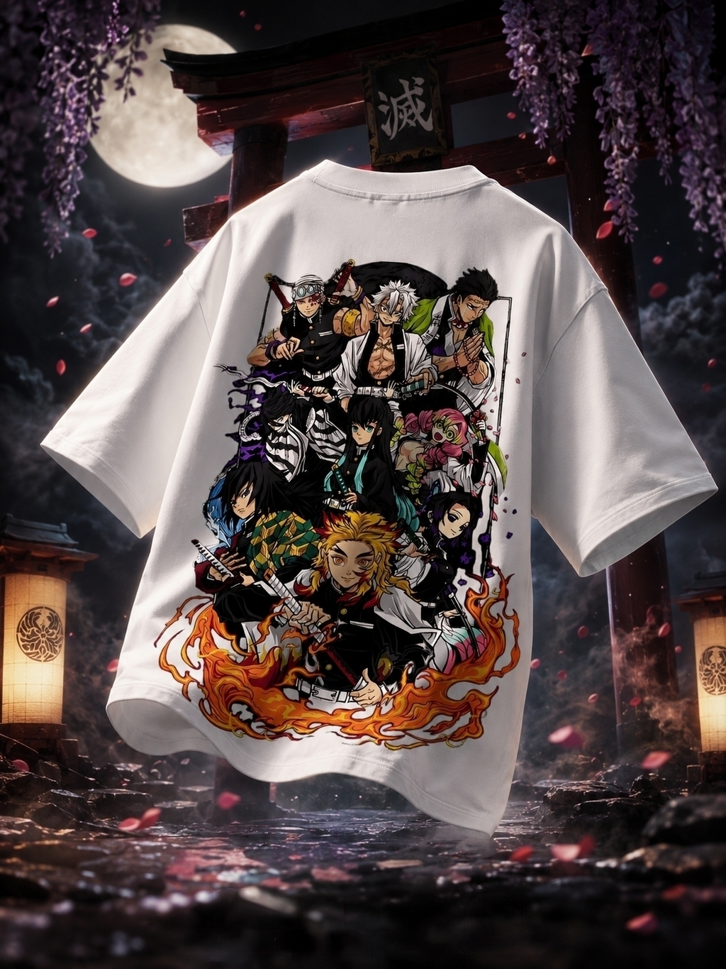 Hashira Unleashed: The Elite Nine Oversized Graphic Tee