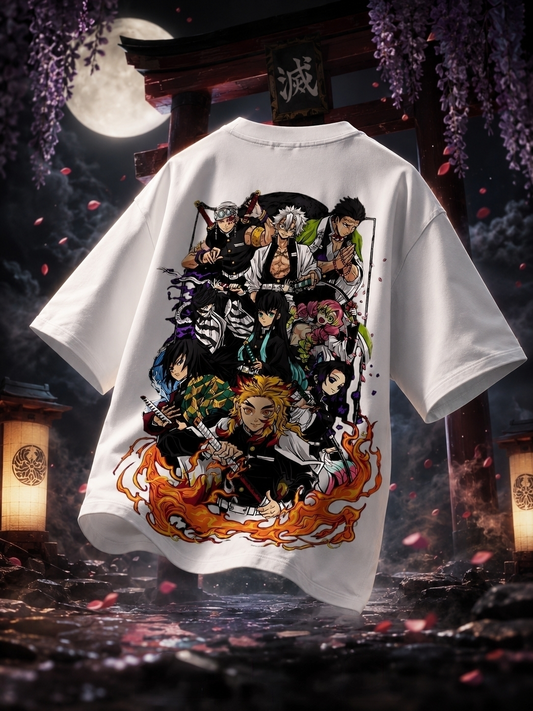 Hashira Unleashed: The Elite Nine Oversized Graphic Tee