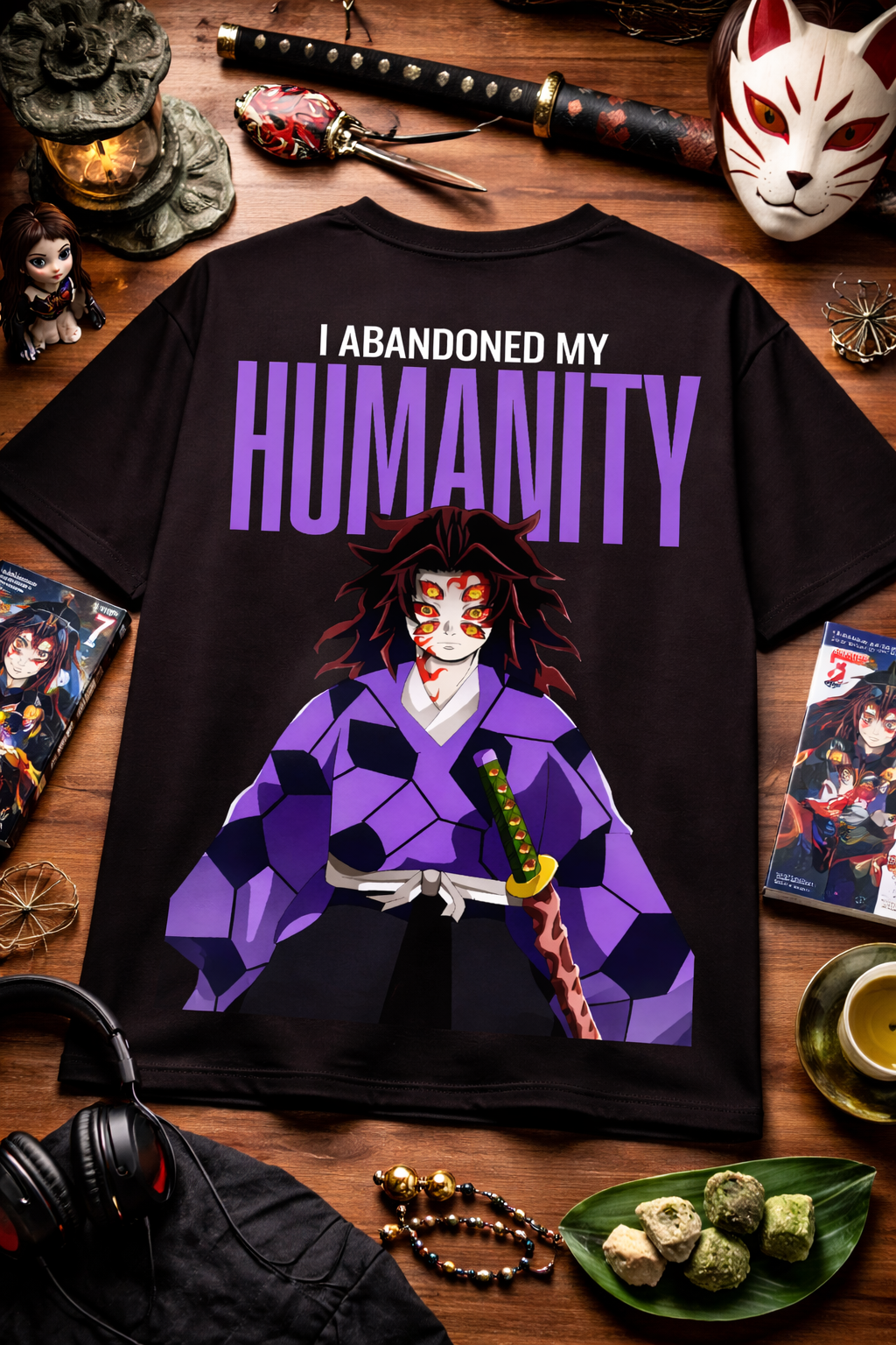 Kokushibo “I Abandoned My Humanity” Oversized T-Shirt – 240 GSM French Terry | TeeYatra