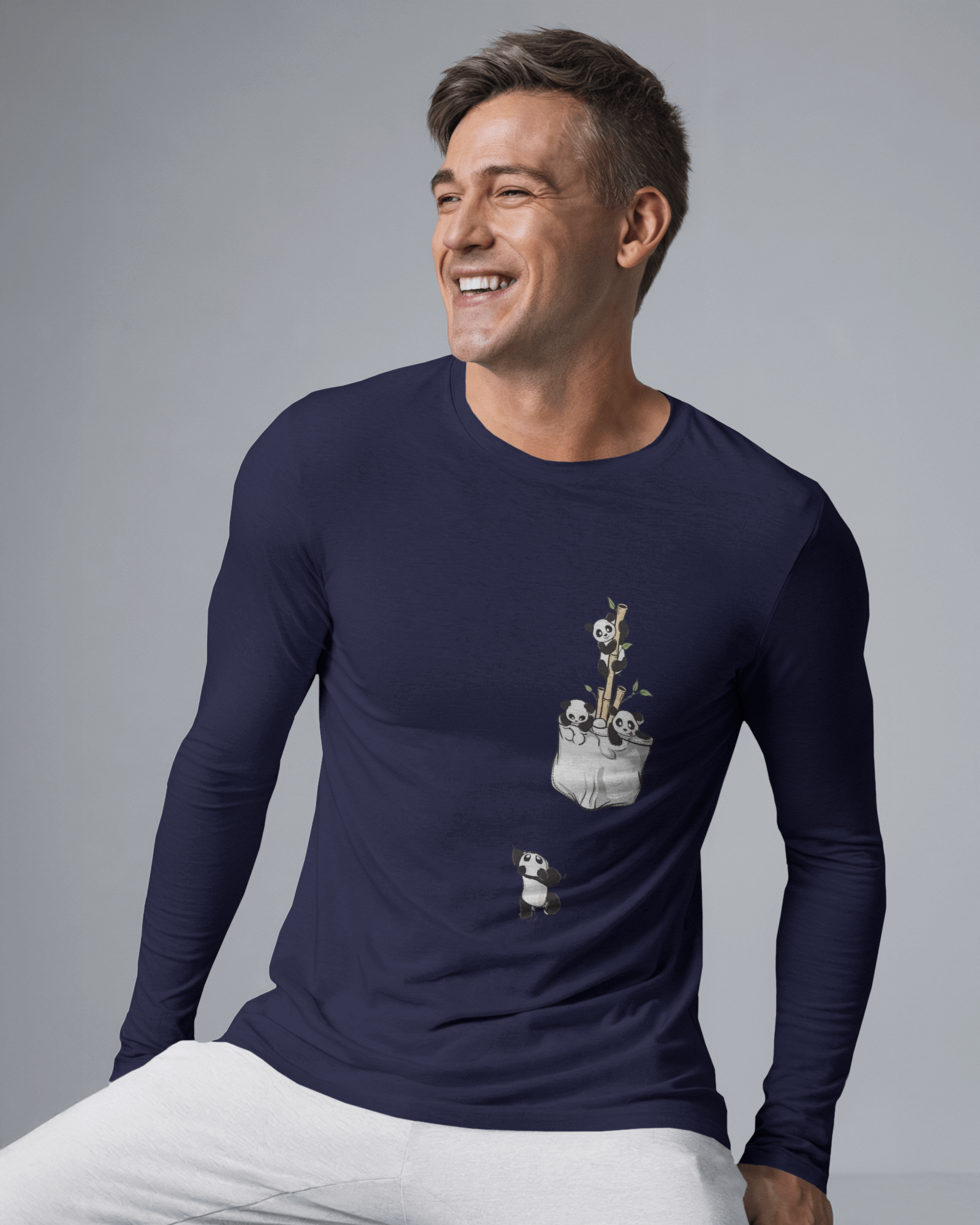 The Great Escape Cartoon Panda Men's Full Sleeve T-Shirt | Teeyatra