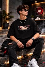 Teeyatra Tanjiro Dual Side Oversized T-Shirt | 240 GSM Premium Cotton | Anime Streetwear