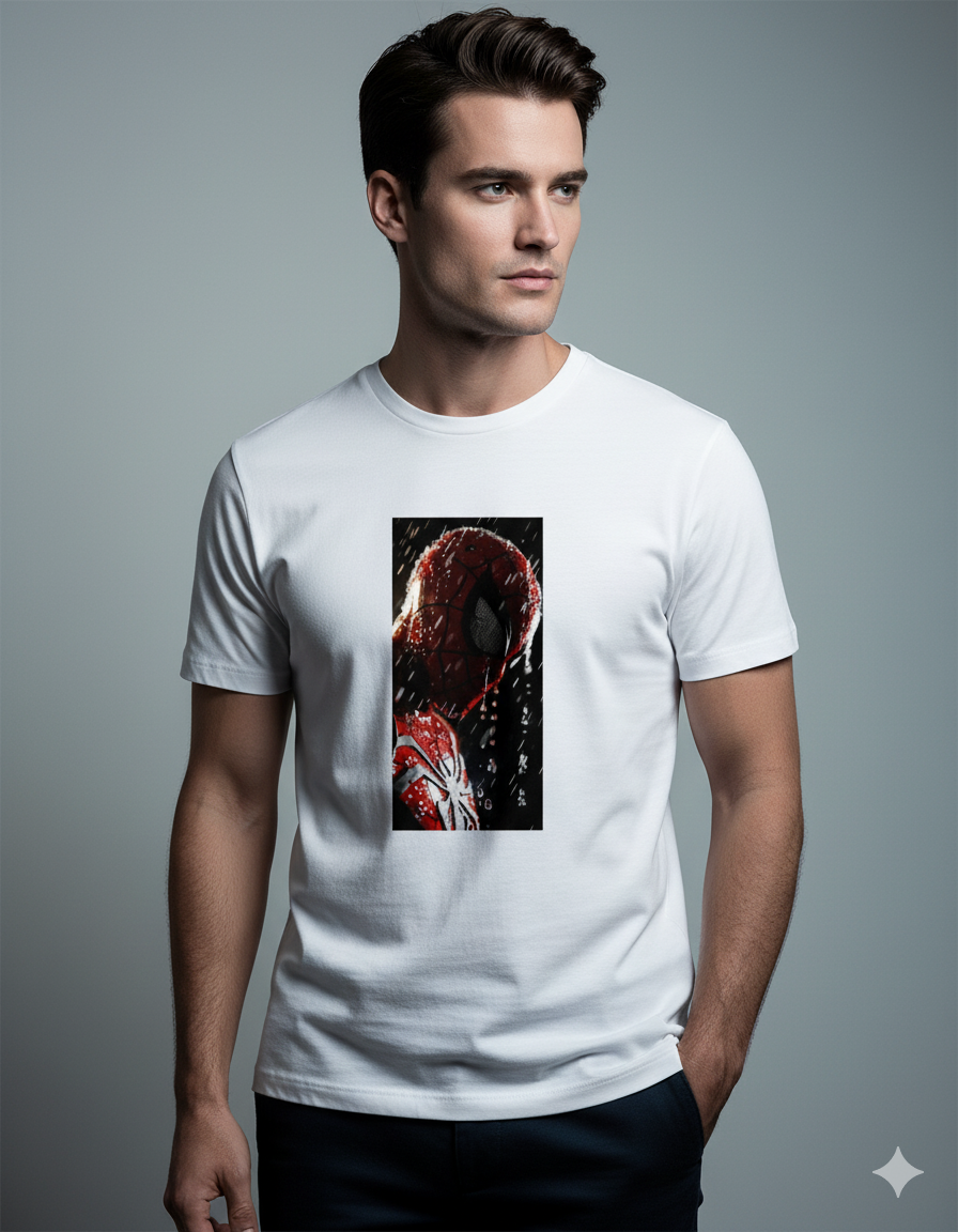"Rainy Day Hero" Spider-Man Marvel Men's Basic T-Shirt | Teeyatra