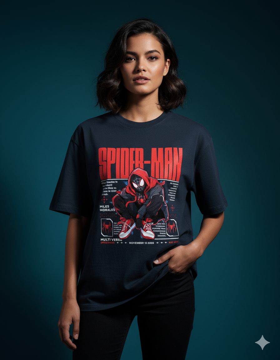 Marvel's Spider-Man: Miles Morales Ladies Oversized Classic T-shirt | Teeyatra