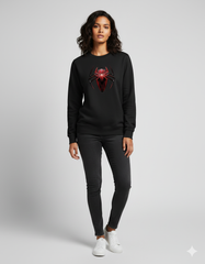 Spider-Man Miles Morales Black Ladies Sweatshirt | Teeyatra | Marvel