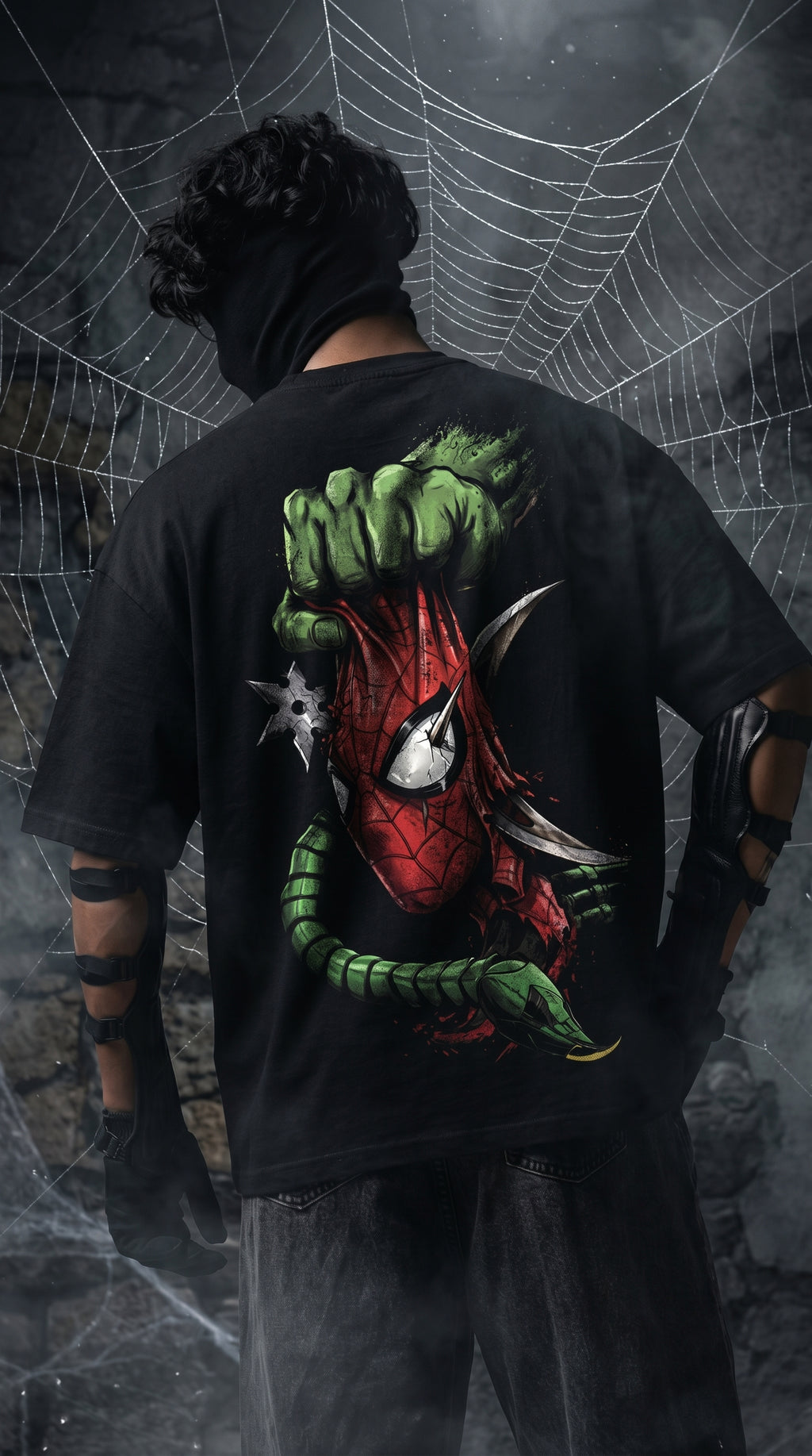 Teeyatra Spider-Octo Fury Oversized T-Shirt | 240 GSM French Terry | Premium Streetwear