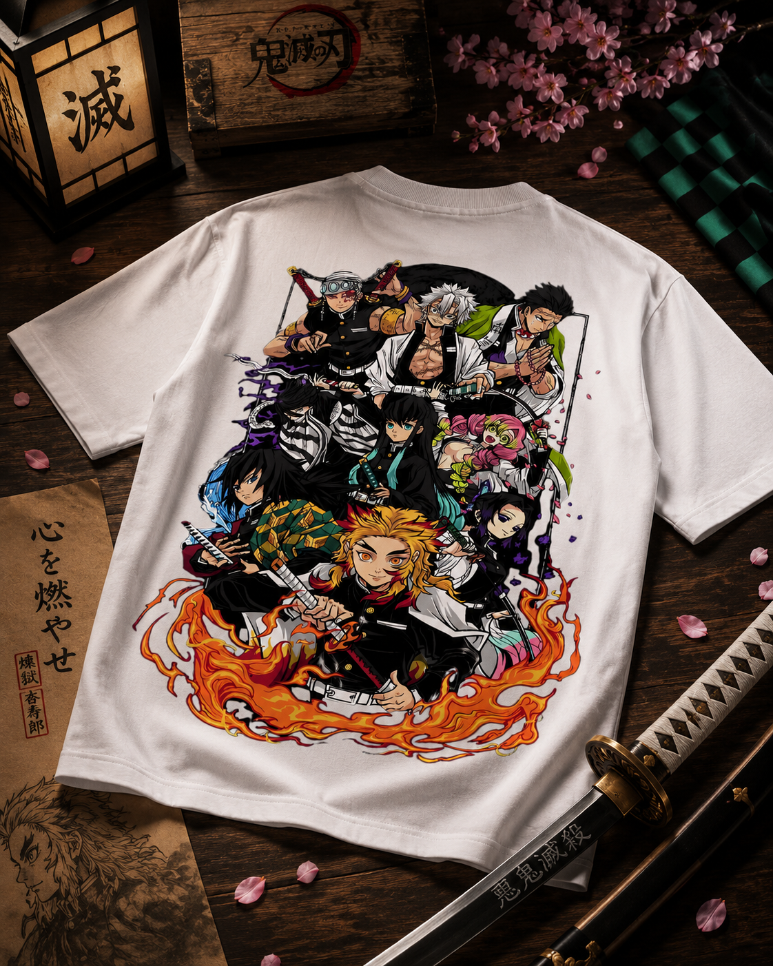 Hashira Unleashed: The Elite Nine Oversized Graphic Tee
