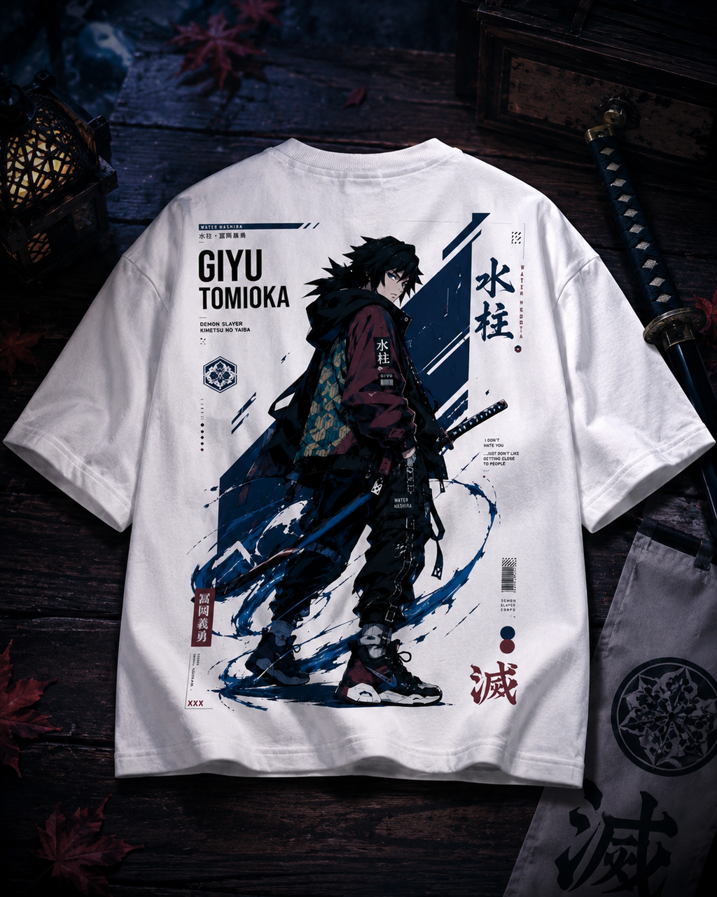 Teeyatra Giyu Tomioka Oversized T-Shirt – White