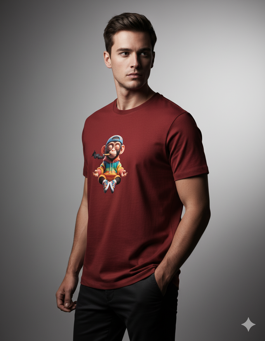 "Street King" Monkey Men's Basic T-Shirt | Teeyatra | Abstract