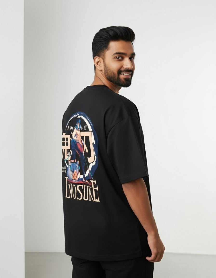 Demon Slayer Inosuke Anime Men's Oversized T-Shirt | Teeyatra