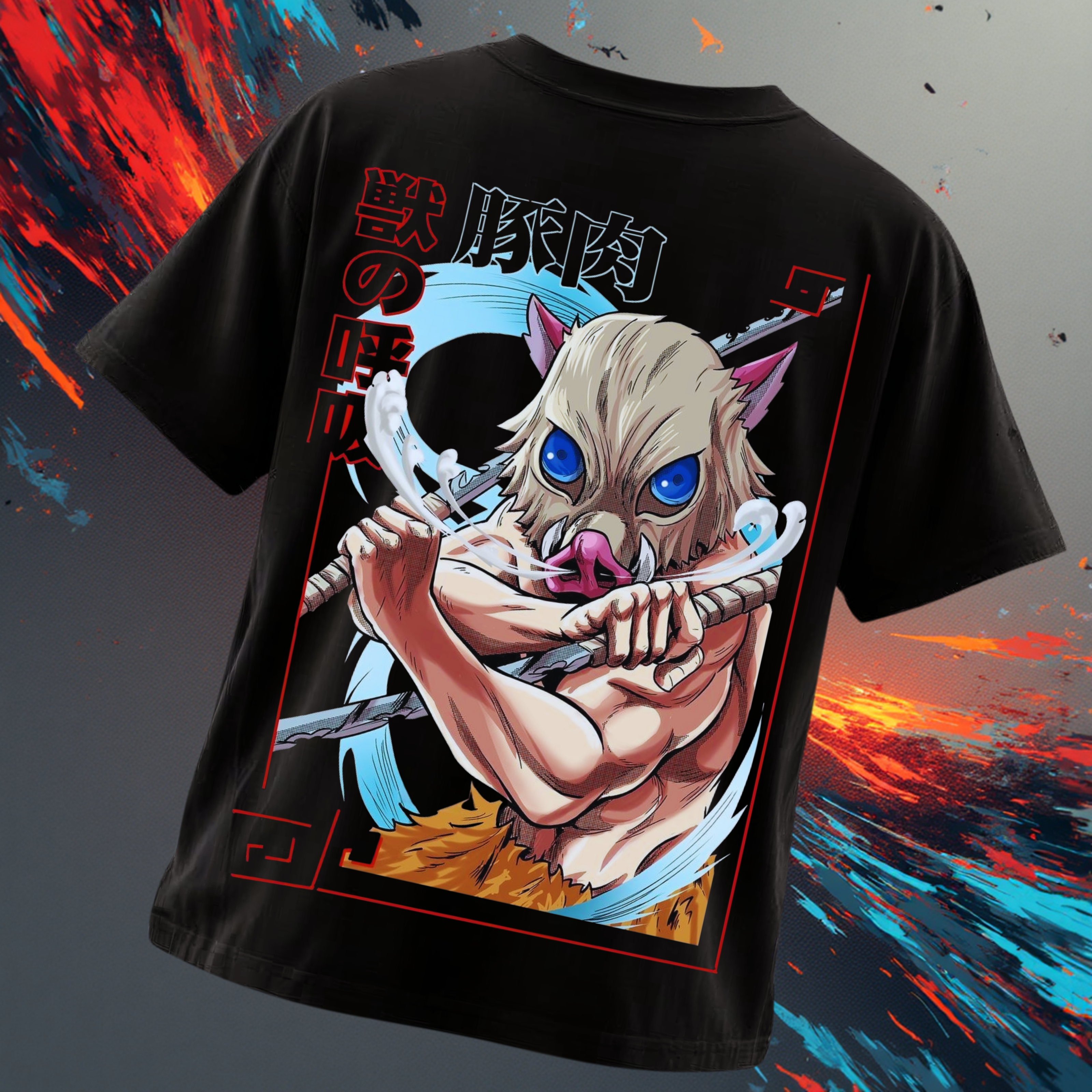 Demon Slayer Inosuke Anime Men's Oversized T-Shirt | Teeyatra
