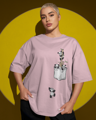 The Great Escape Panda Ladies Oversized Classic T-shirt | Teeyatra | Cartoon