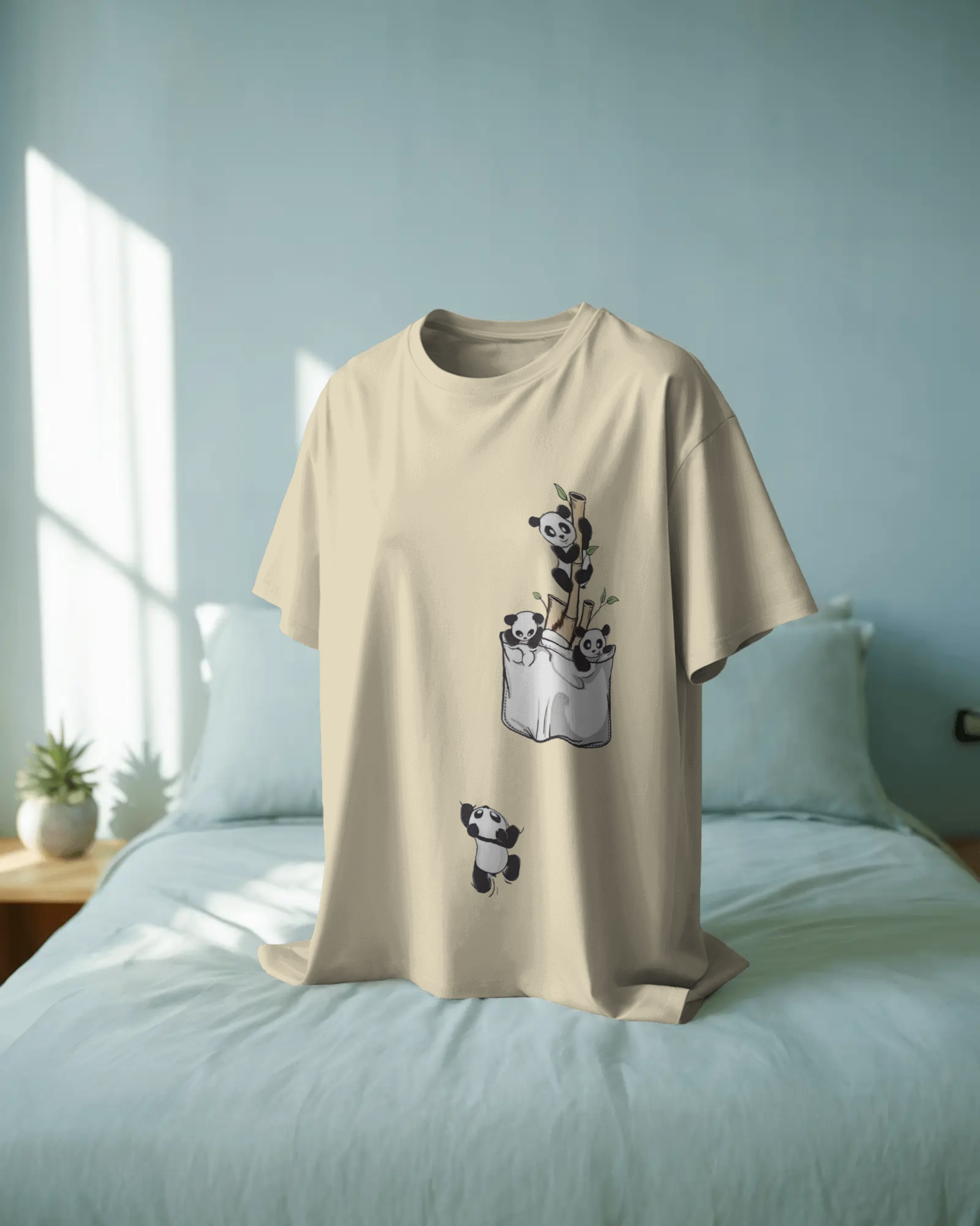 The Great Escape Panda Ladies Oversized Classic T-shirt | Teeyatra | Cartoon
