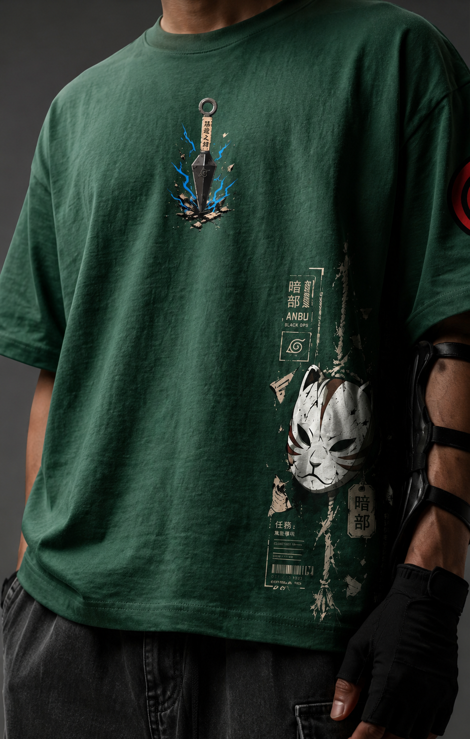 Teeyatra Kakashi Lightning Strike Oversized T-Shirt | ANBU Edition