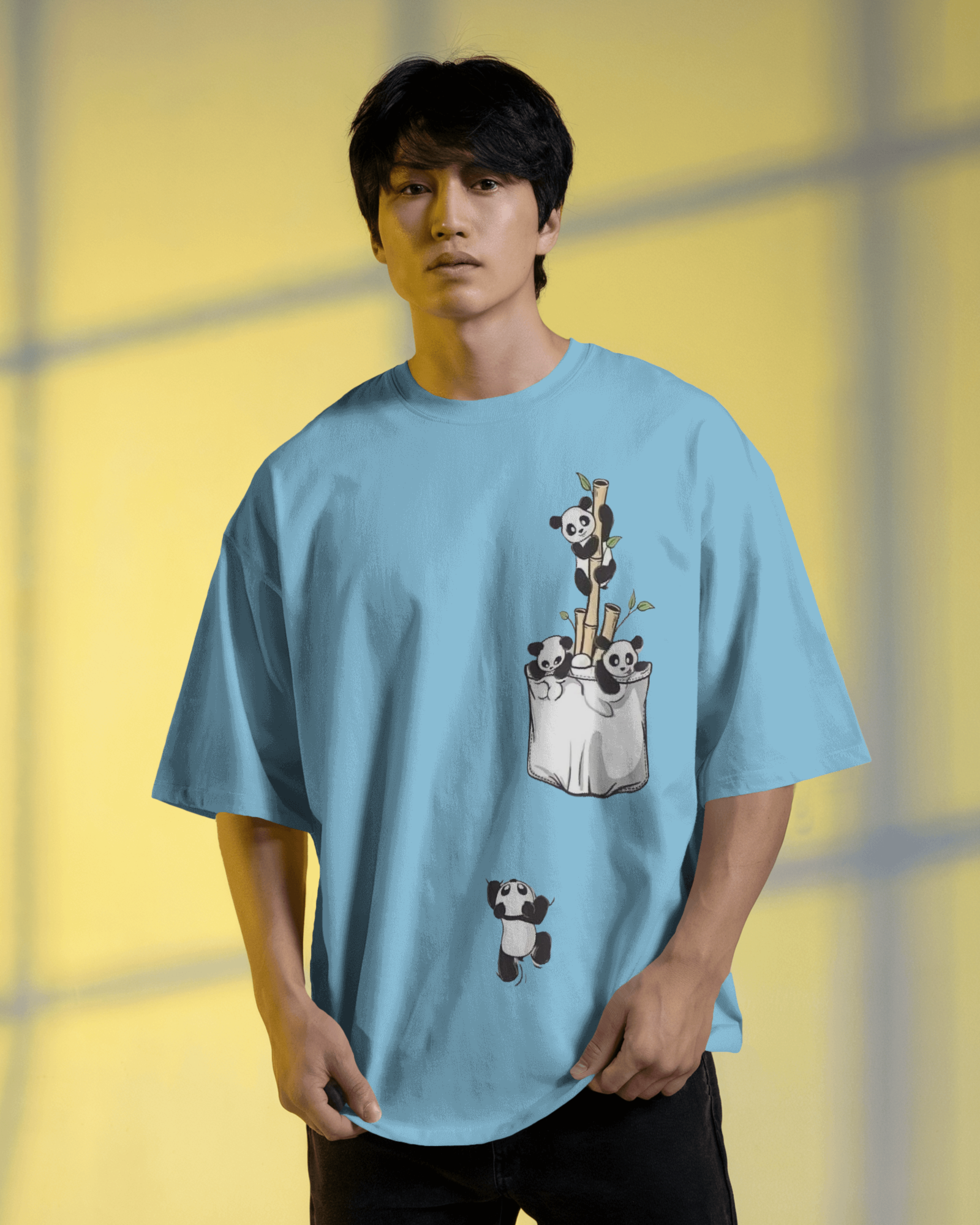 The Great Escape Panda Men's Oversized Classic T-shirt | Teeyatra | Cartoon