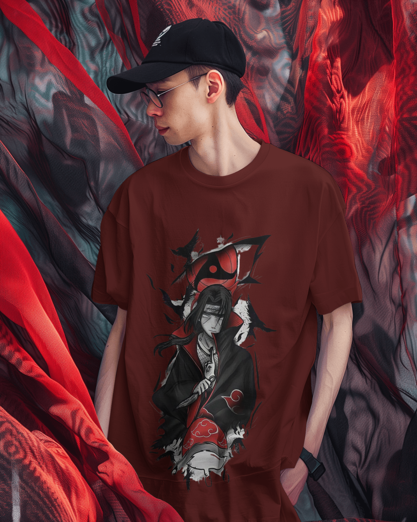 Akatsuki Itachi Uchiha Fan Unisex Oversized Classic T-shirt | Teeyatra | Anime