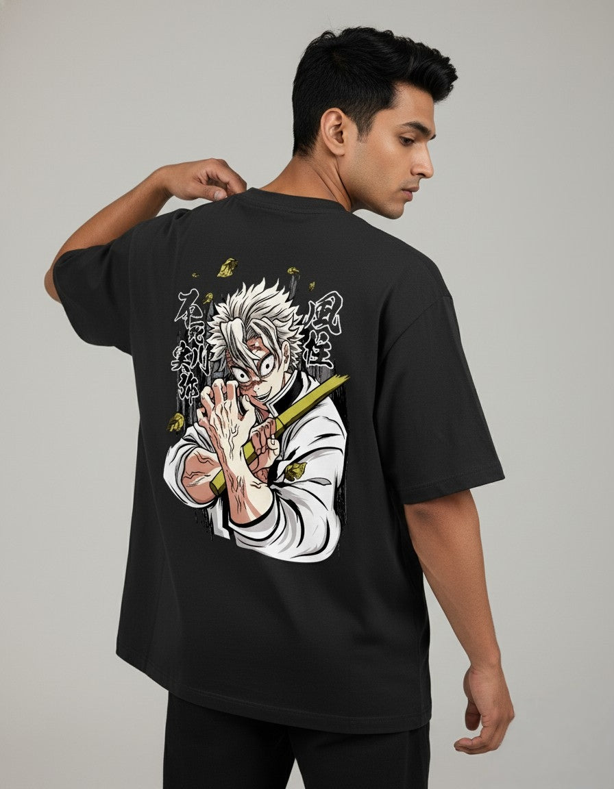 Sanemi Shinazugawa "Wind Hashira" Edition – Premium 240 GSM Terry Cotton Oversized T-Shirt