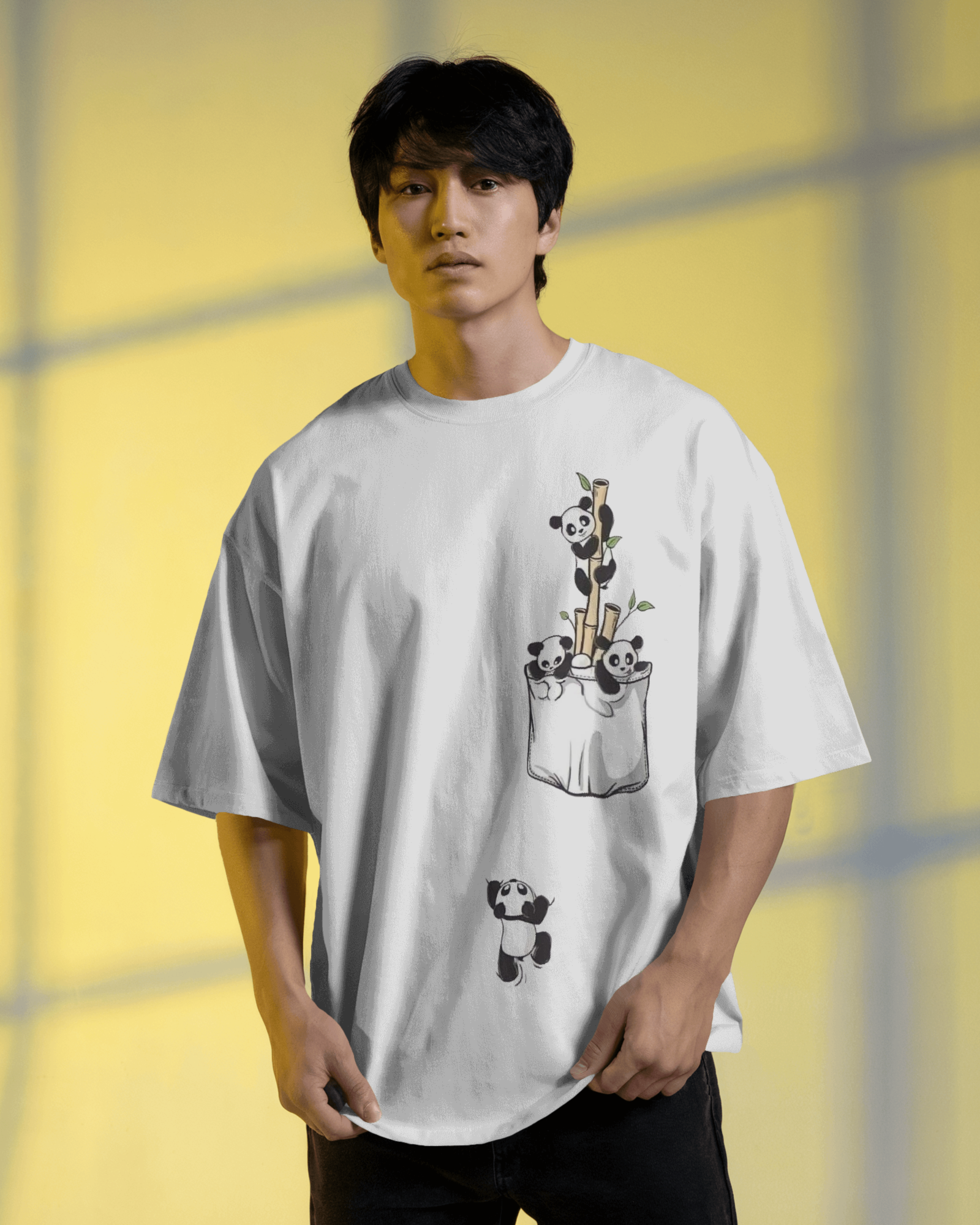 The Great Escape Panda Men's Oversized Classic T-shirt | Teeyatra | Cartoon