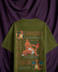 Charmander & Charizard Evolution Men's Oversized Classic T-shirt | Teeyatra | Anime