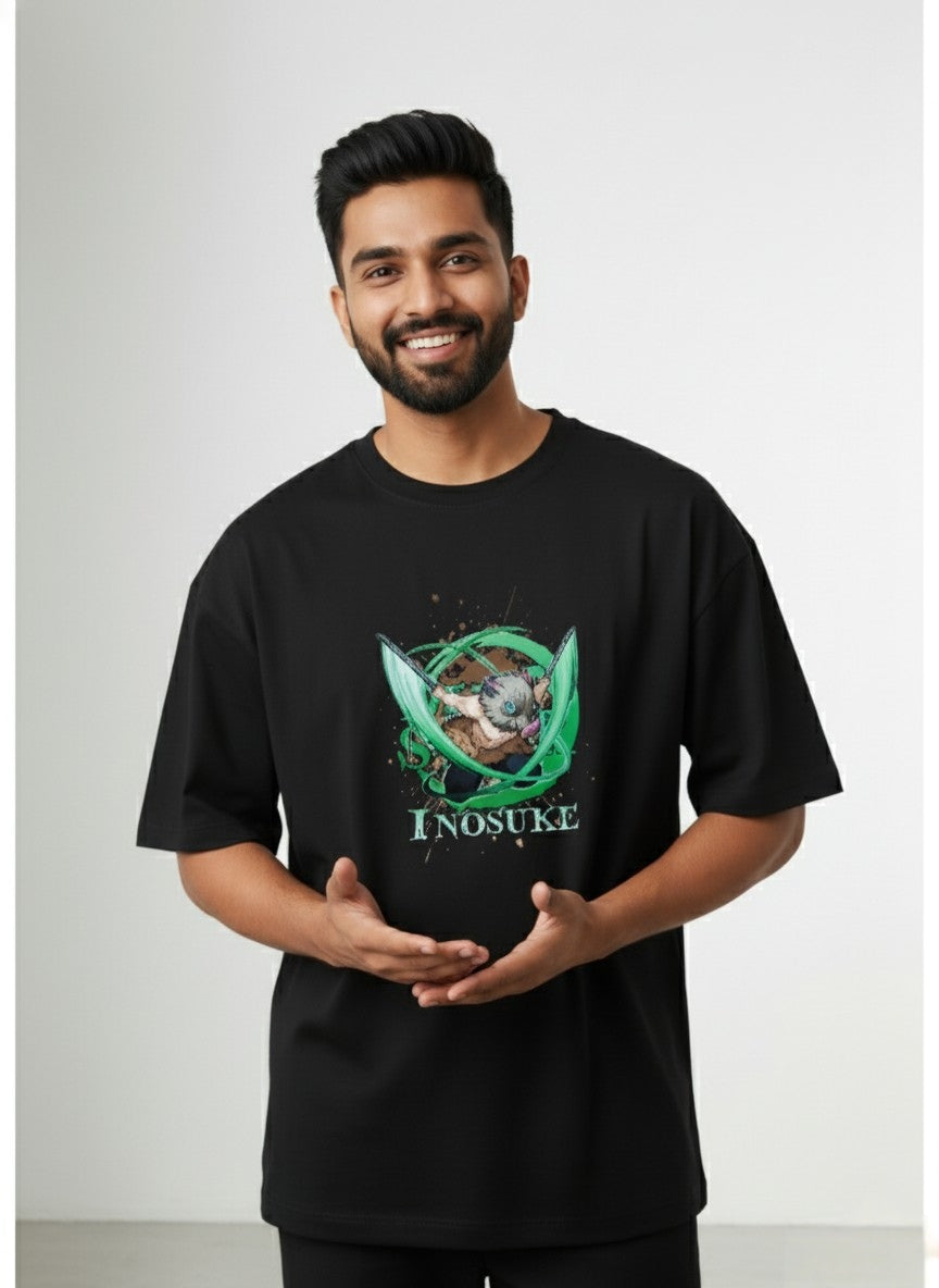 Demon Slayer Inosuke Anime Men's Oversized T-Shirt | Teeyatra