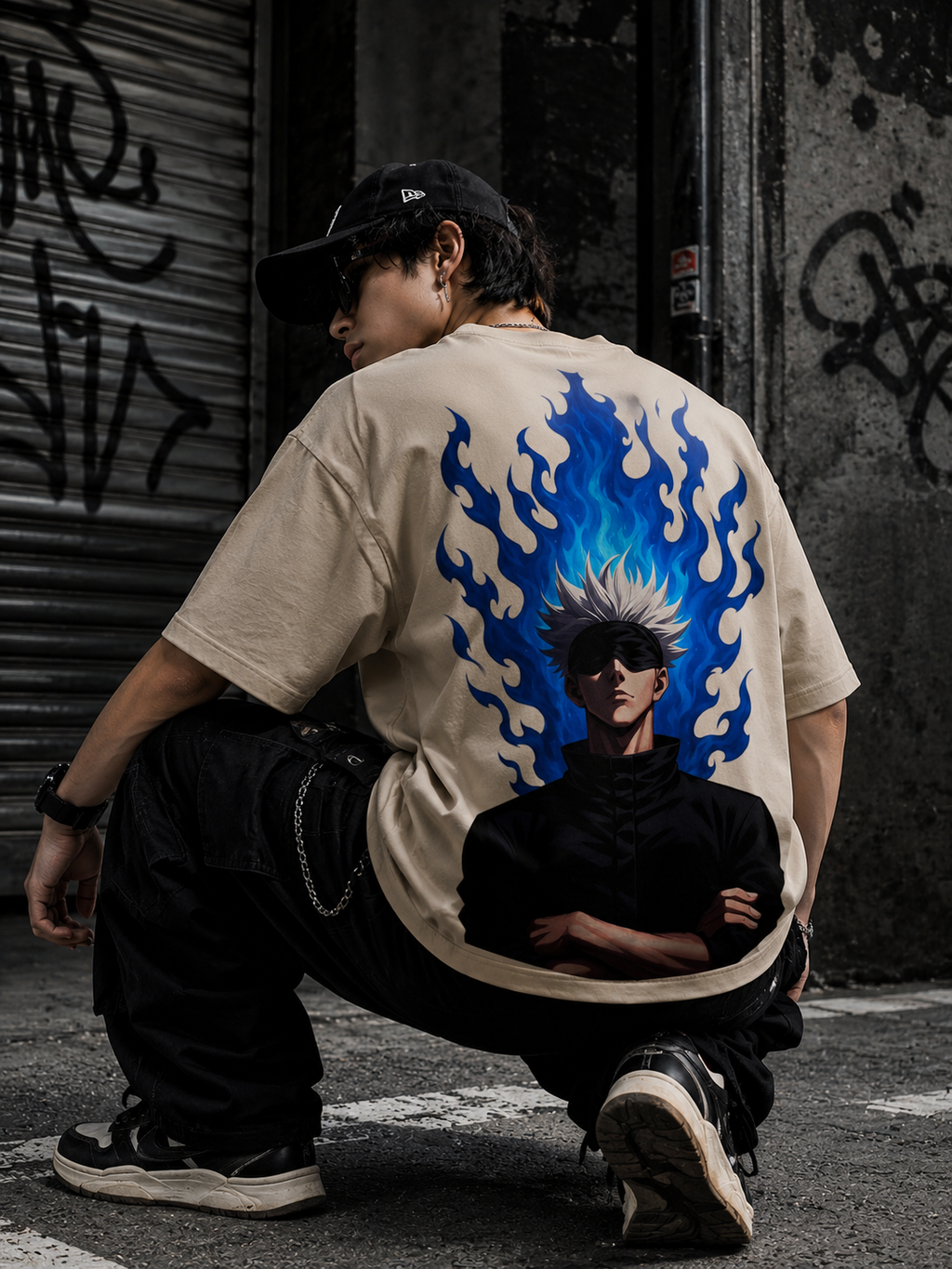 Teeyatra Gojo Infinity Flame Oversized T-Shirt