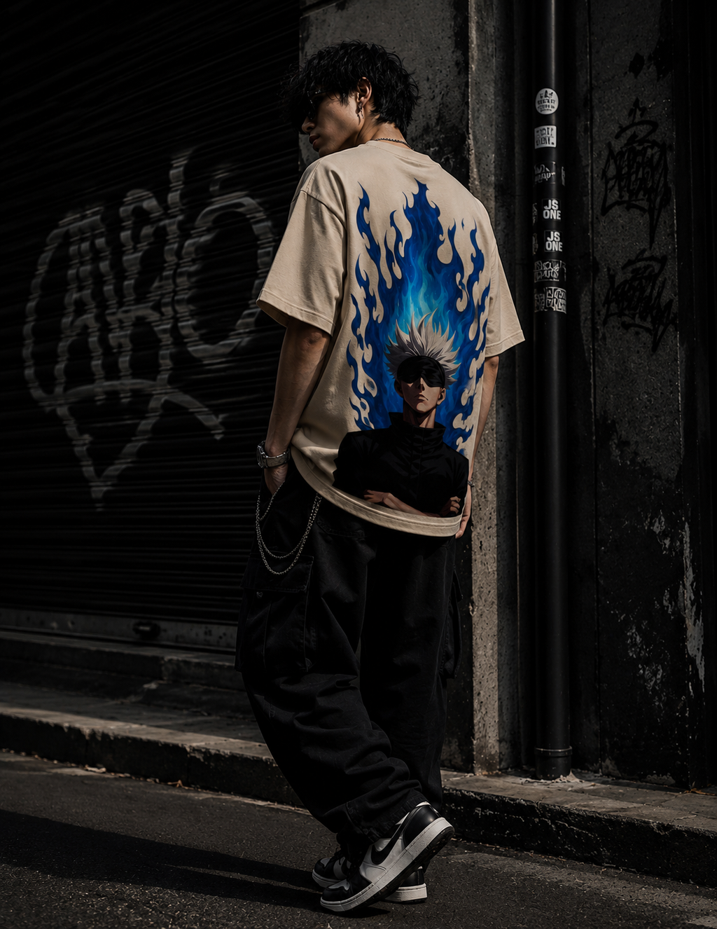 Teeyatra Gojo Infinity Flame Oversized T-Shirt
