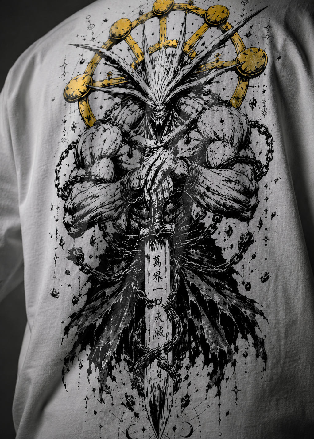 Teeyatra Cosmic Warrior Oversized T-Shirt | Divine Blade Edition