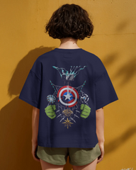 Defender of Earth: Avengers Back Print Ladies Oversized Classic T-shirt | Teeyatra| Marvel