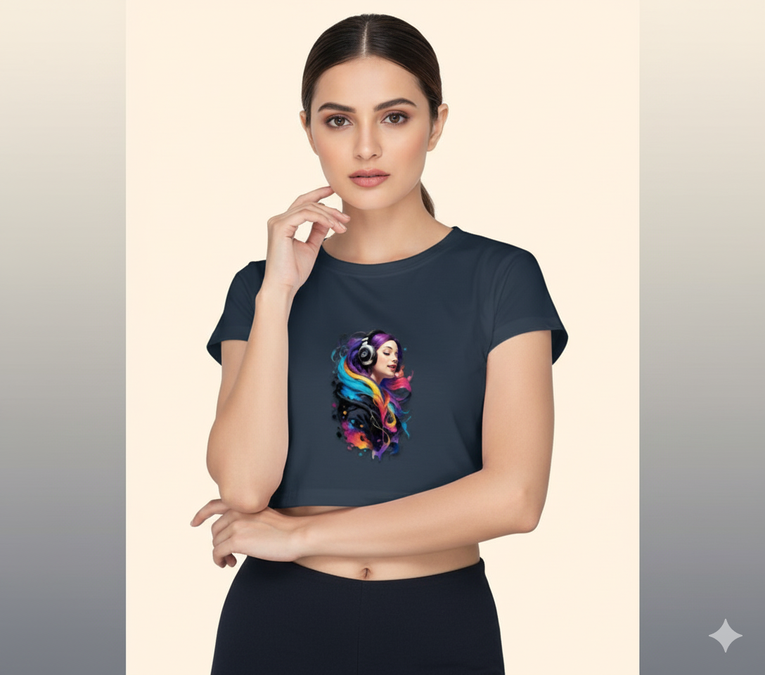 Melody of the Cosmos Crop Top | Teeyatra | Abstract