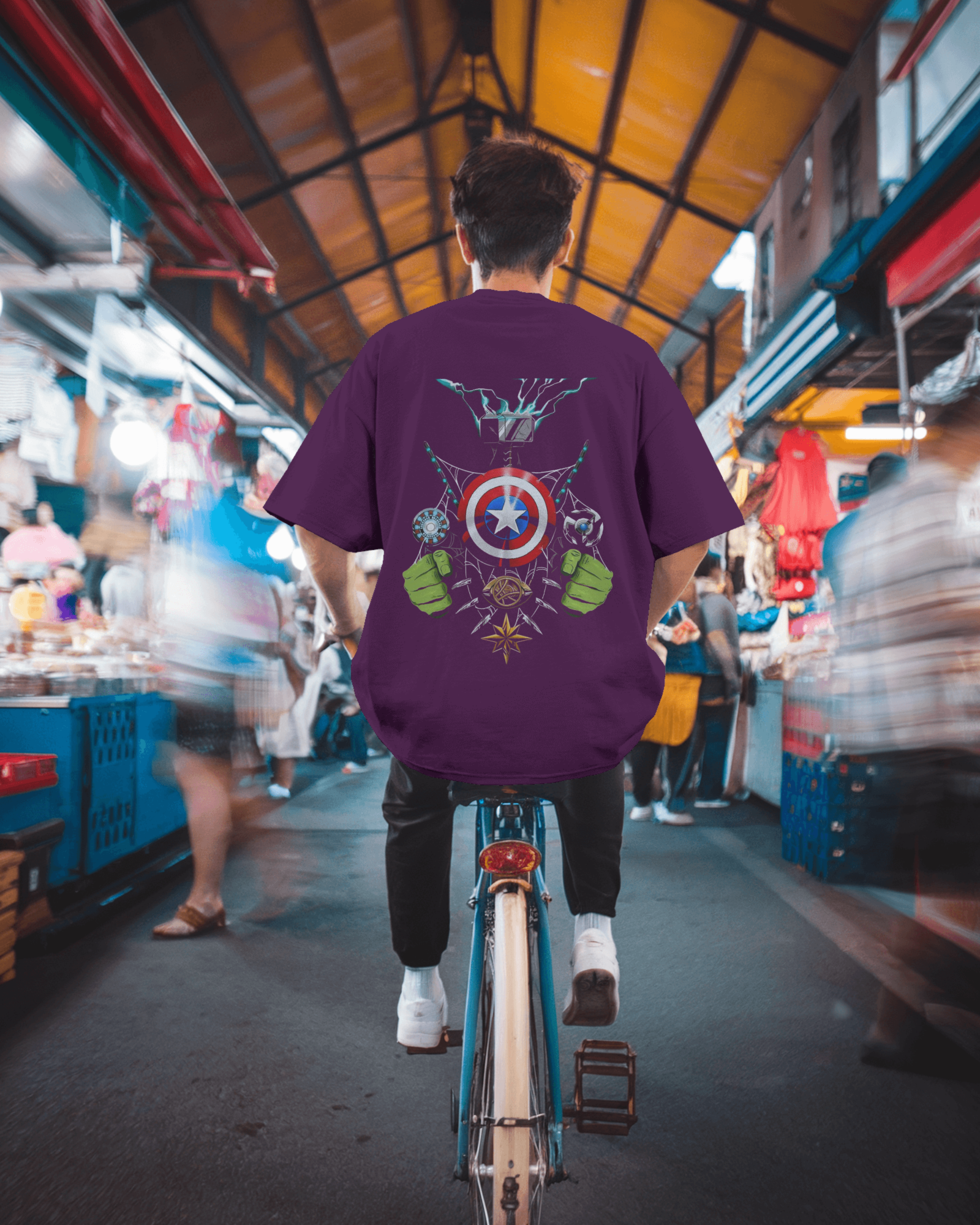 Defender of Earth: Avengers Back Print Men's Oversized Classic T-shirt | Teeyatra| Marvel